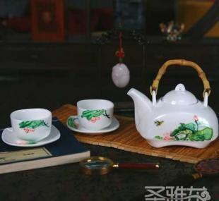 圣雅龍“意荷”精品手繪骨瓷茶具 家居生活中的藝術之選